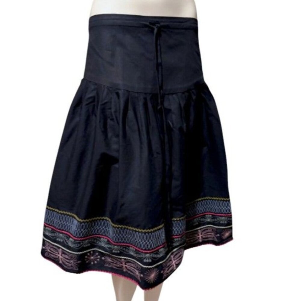 New Y2K Peruvian Connection Skirt 14 Embroidered Pima Cotton Blend Made in Peru